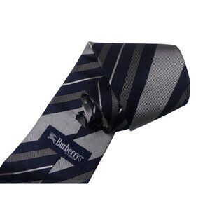 Vintage Burberrys Men's Blue Gray 100% Silk Repp Tie‎